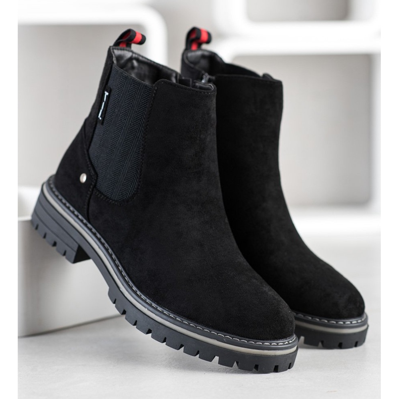 J. Star Comodi stivali in pelle scamosciata nero 1