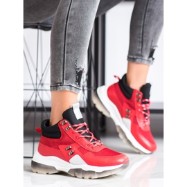SHELOVET Scarpe da ginnastica rosse alla moda nero rosso 2