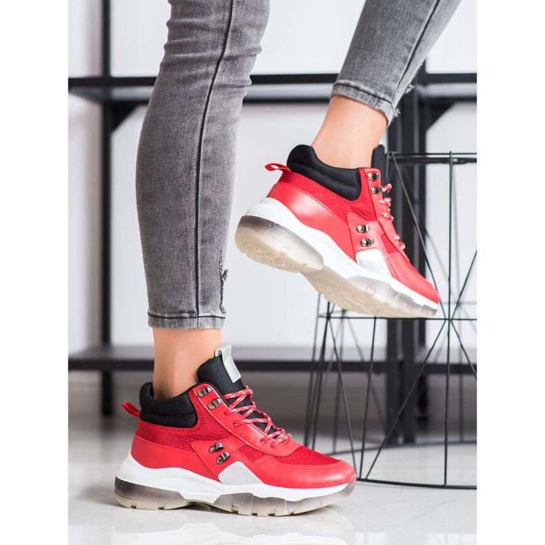 SHELOVET Scarpe da ginnastica rosse alla moda nero rosso 1