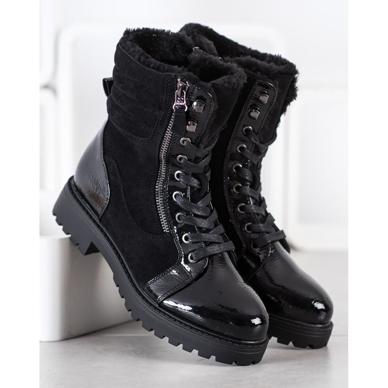 SHELOVET Trapper alla moda con riscaldamento nero 1