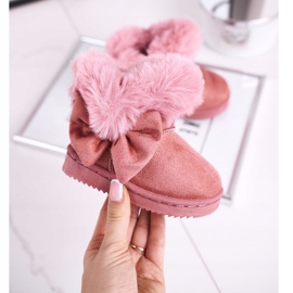 FRROCK Doposci da bambino con fiocco in pelliccia, rosa Vella 2