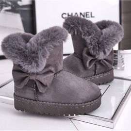 FRROCK Stivali da neve per bambini Vella grigi con fiocco in pelliccia grigio 2