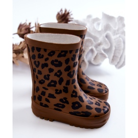 FRROCK Stivali da bambino in gomma marrone con stampa leopardata Nanny 2