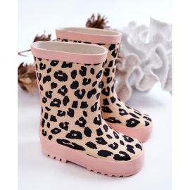FRROCK Stivali da pioggia per bambini in gomma con stampa leopardata, rosa Nanny nero 2