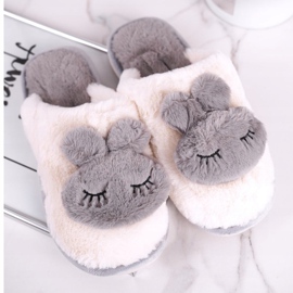 Pantofole da donna in pelliccia di coniglio écru grigio 2