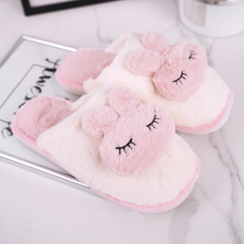 Pantofole da donna in pelliccia, pelliccia coniglio bianco e rosa 1