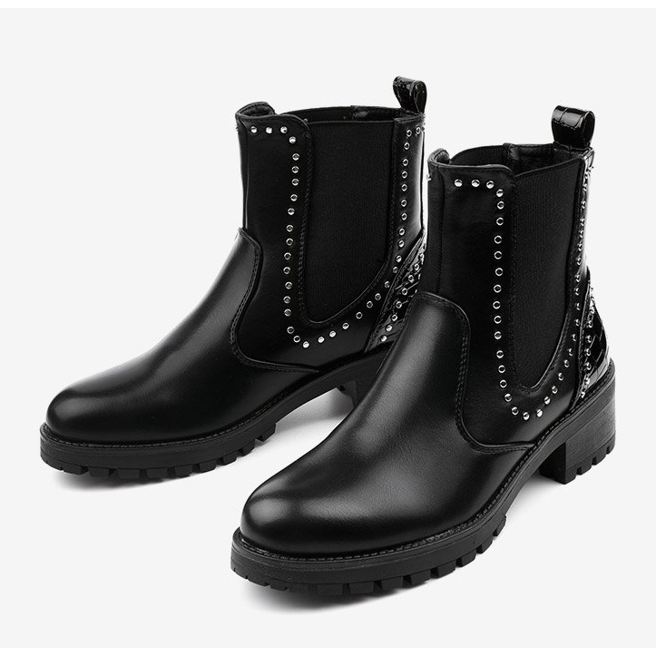 Stivali neri isolati di Haghill in ecopelle nero argento 2