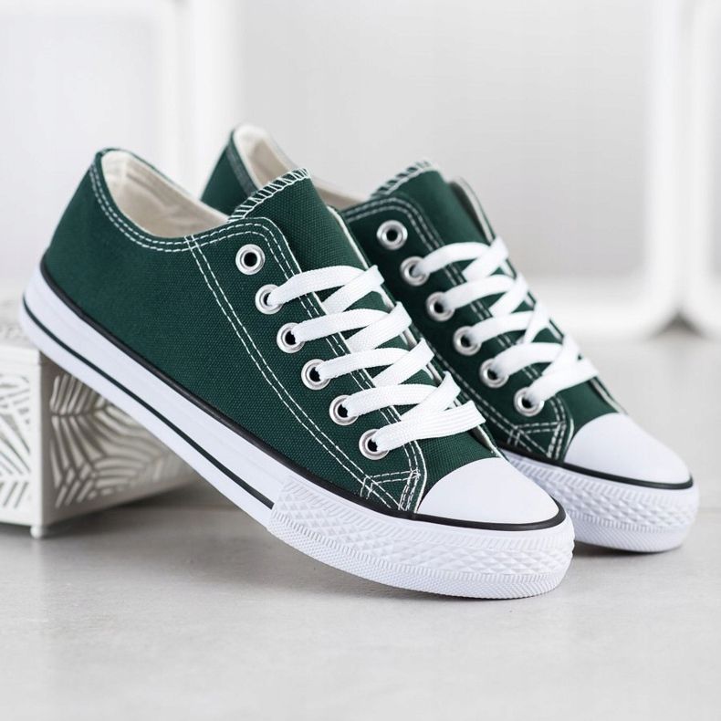 SDS Sneakers in tessuto bianca verde 1