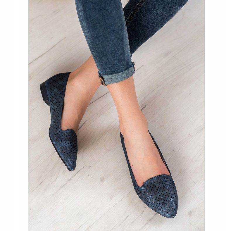 Goodin Ballerine con effetto olografico blu navy blu 1