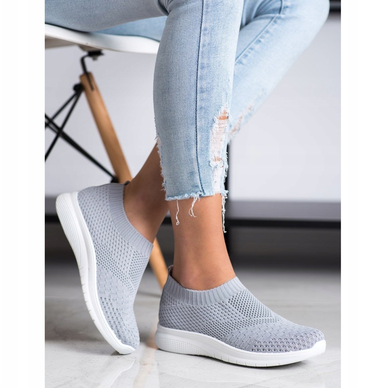 SHELOVET Scarpe da ginnastica senza lacci grigio 1