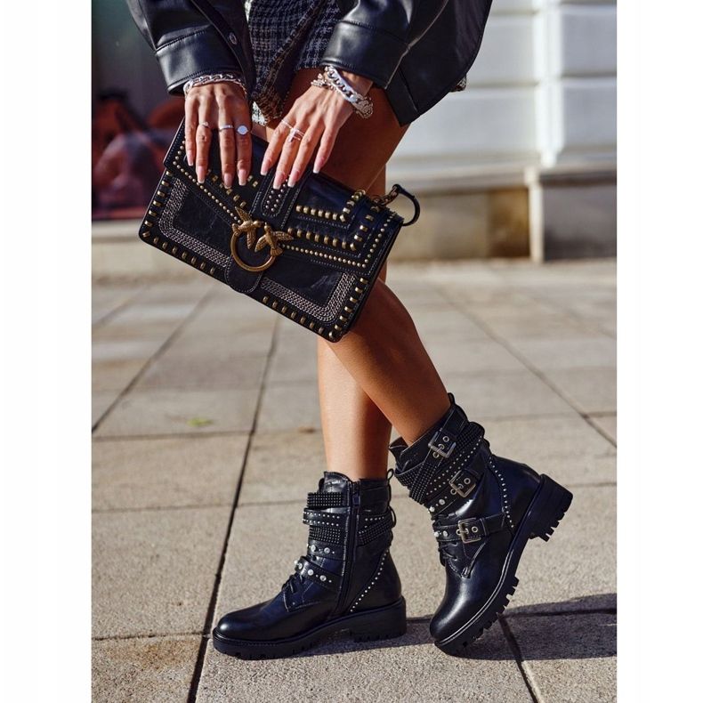 PS1 Stivali Da Donna Con Fibbie Grunge Black Victory nero 1
