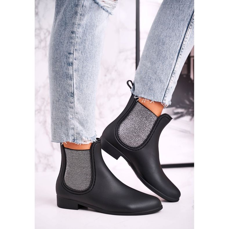 Stivali di gomma da donna neri opachi argento Answear nero 1