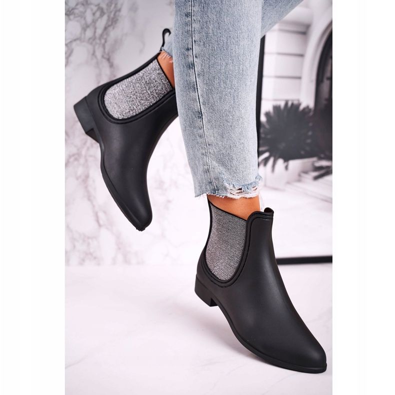 Stivali di gomma da donna neri opachi argento Answear nero 2
