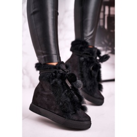 Sneakers da donna nere con zeppa e pelliccia Pretty Black nero d'argento 1