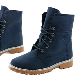 Blu scuro, stivali isolati, tenda in ecopelle scamosciata blu navy 1