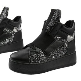 Stivali neri isolati di Hentevar nero argento 1