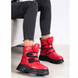 SHELOVET Stivali da neve lucidi con velcro rosso 1