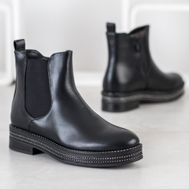 SHELOVET Stivali Sulla Piattaforma Con Cubic Zirconia nero 2