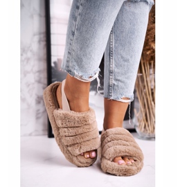 FJ1 Pantofole da donna sulla piattaforma Furry Brown Khaki Snowflake marrone cachi 2