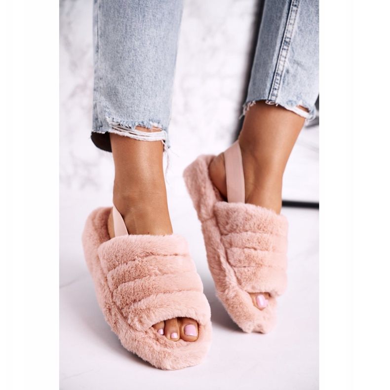 FJ1 Pantofole da donna sulla piattaforma fiocco di neve arancione pelliccia arancia 2