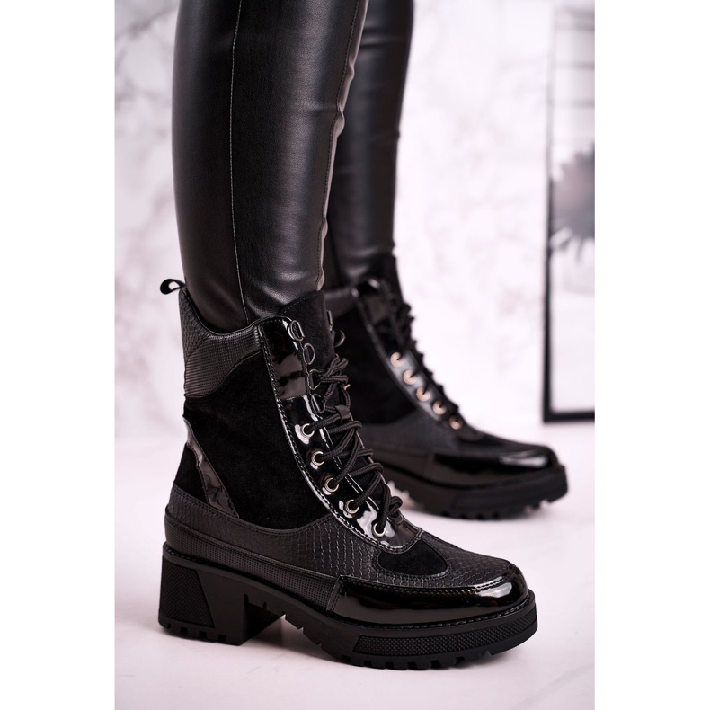Stivali Workers Warmed Black Animal Print Helena nero 1