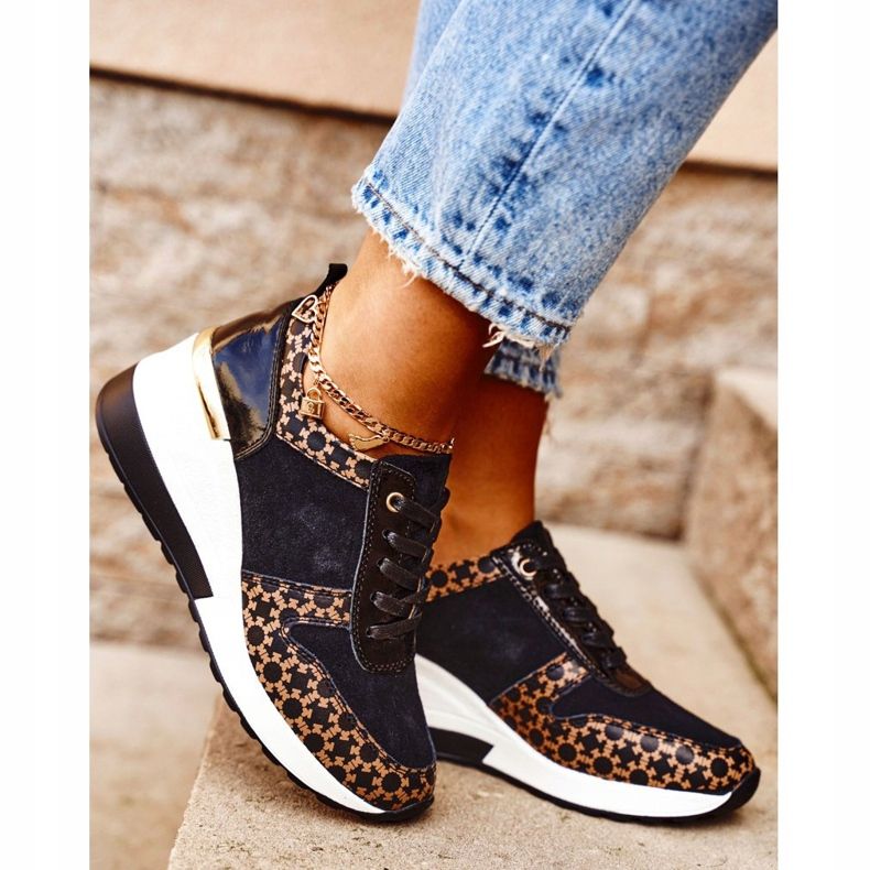 S.Barski Scarpe Sportive Donna Sneakers Nere Bianche Metronus beige nero d'oro 2