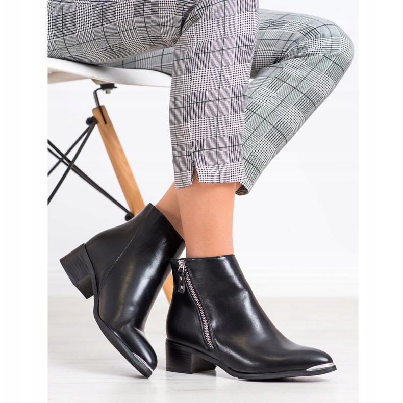 Kayla Stivali alla moda con cerniera nero argento 1