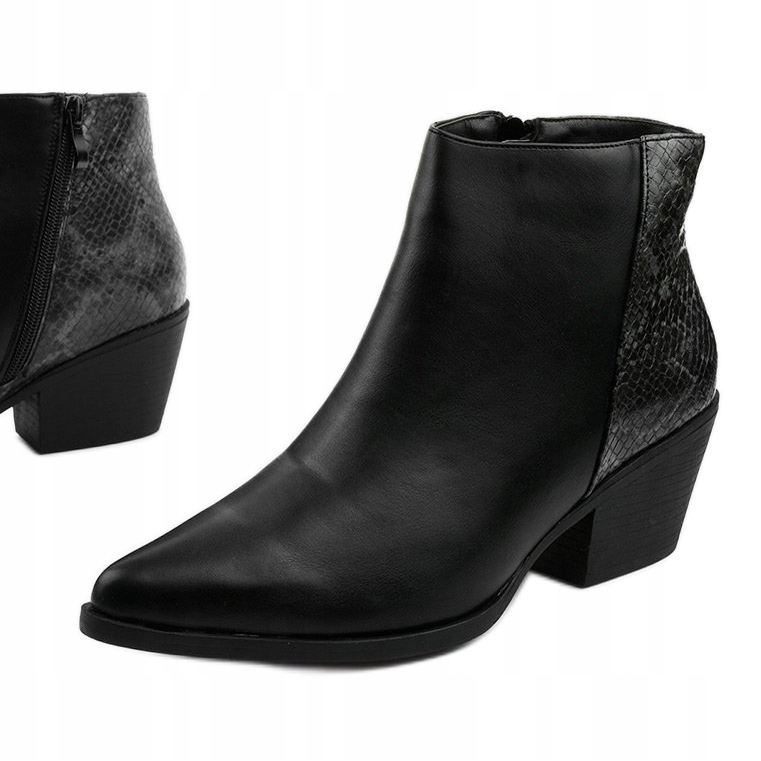 Stivali da cowboy neri da donna Prerent nero grigio 1