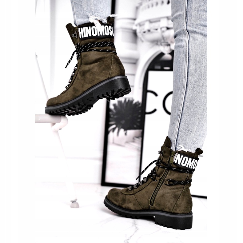 Evento Stivali in legno da donna alti kaki 9BT35-1331 Dk.Verde nero 2