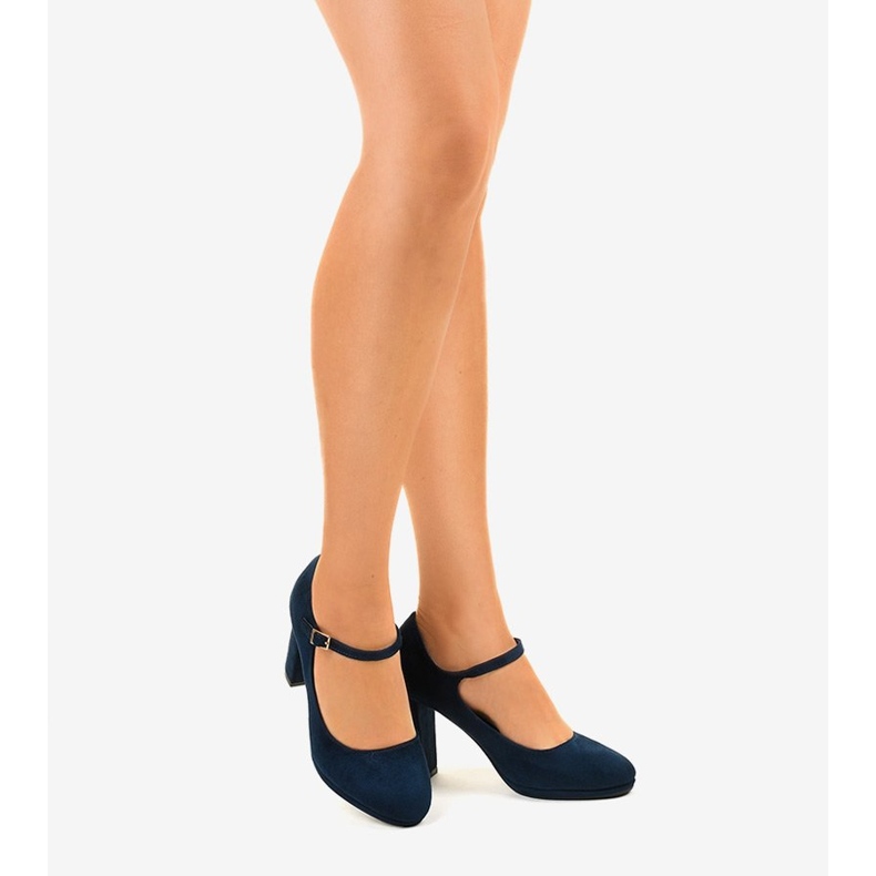 Décolleté in camoscio blu sul post Neridan blu navy 1