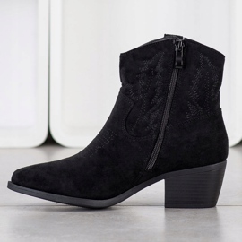 Cm Paris Stivali da cowboy in pelle scamosciata alla moda nero 1