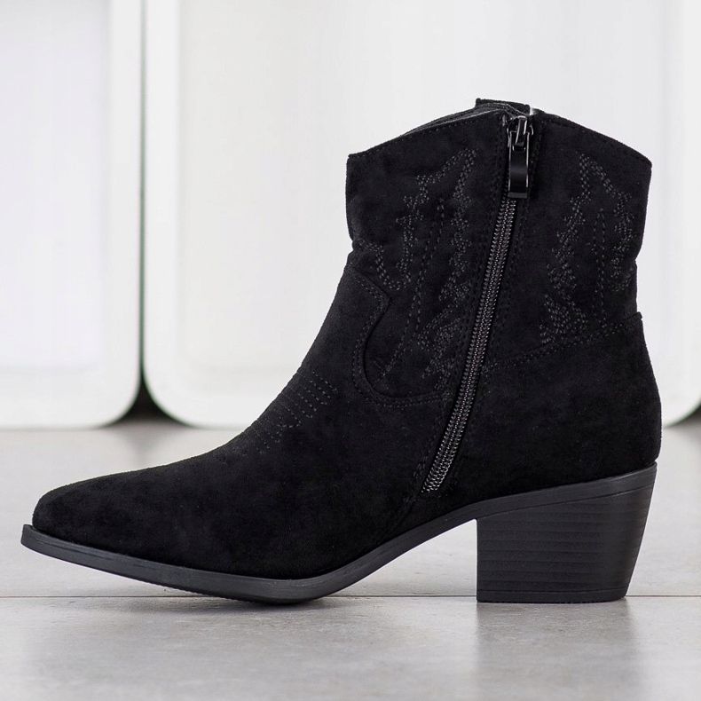 Cm Paris Stivali da cowboy in pelle scamosciata alla moda nero 1