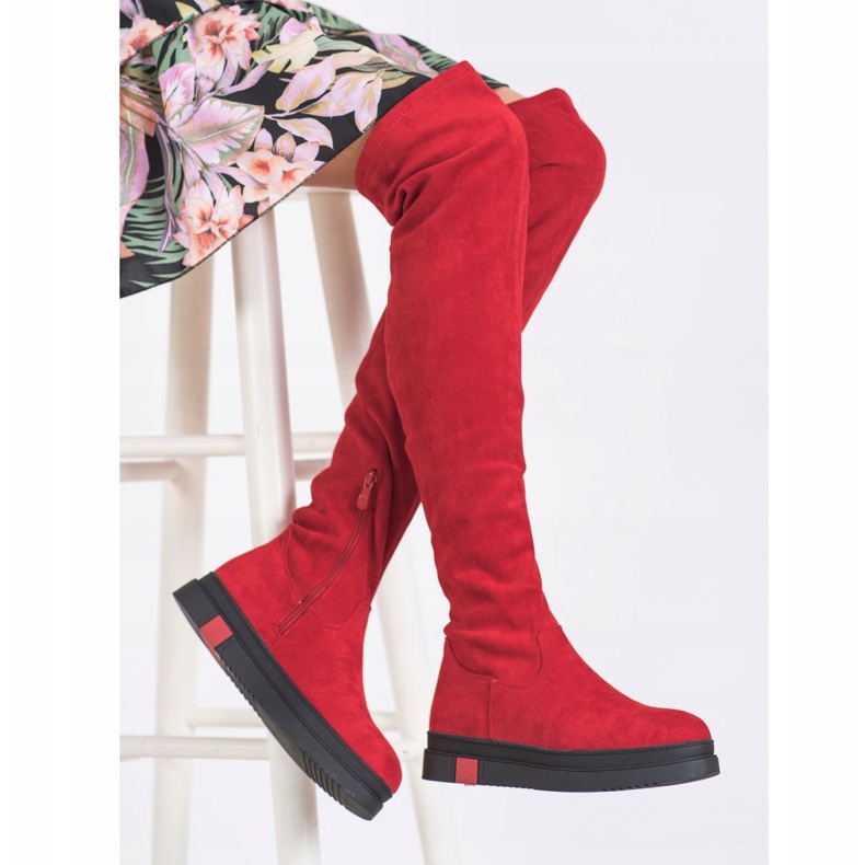 Gogo Stivali con plateau alla moda rosso 1