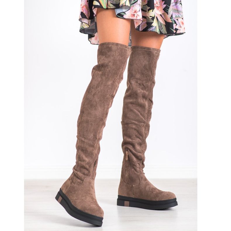 Gogo Stivali con plateau alla moda beige 1