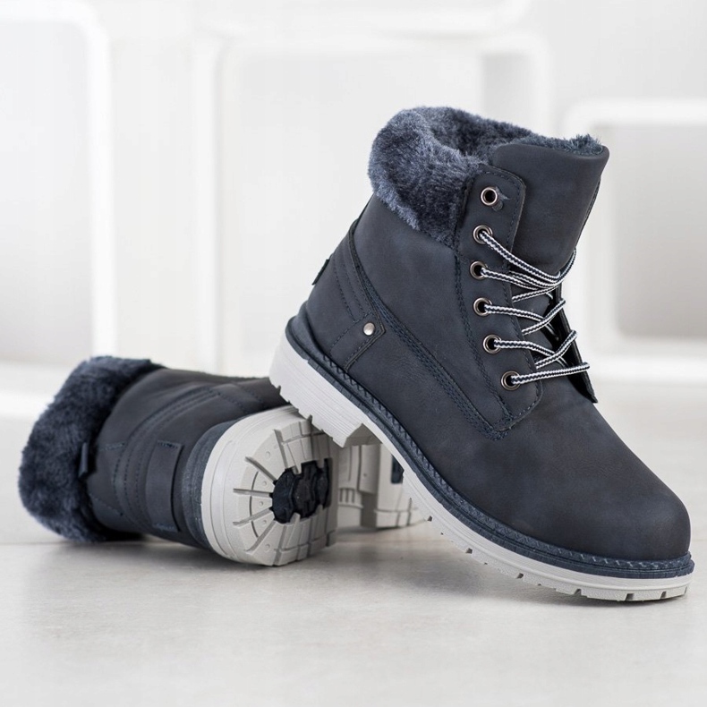 SHELOVET Scarponi Da Trekking Con Pelliccia blu navy 1