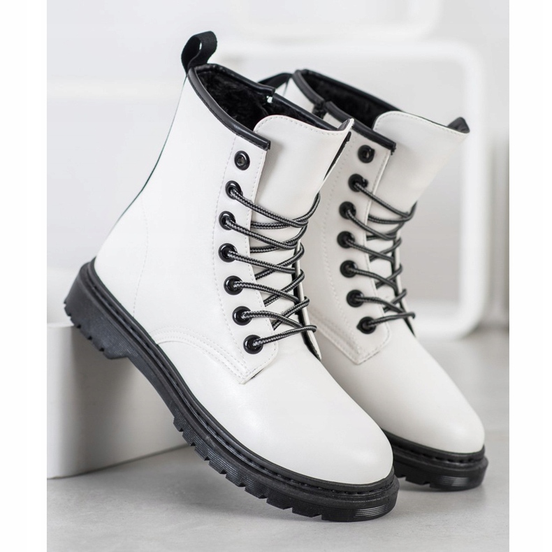 SHELOVET Stivali in ecopelle bianco nero 1
