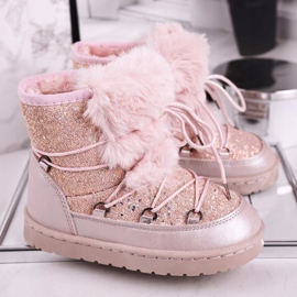 Stivali da neve per bambini con pelliccia Minnie rosa chiaro 2