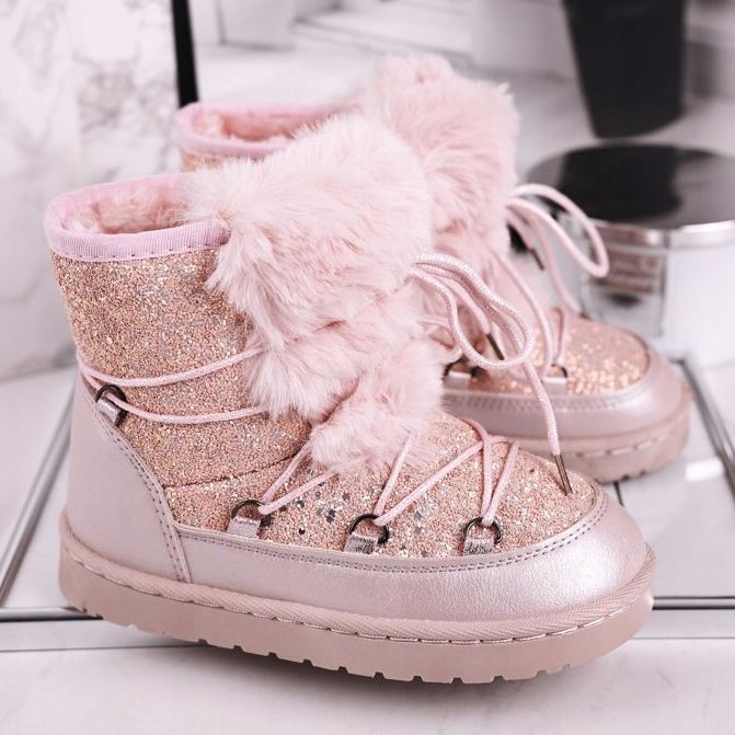 Stivali da neve per bambini con pelliccia Minnie rosa chiaro 2