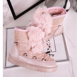 Stivali da neve per bambini con pelliccia Minnie rosa chiaro 1