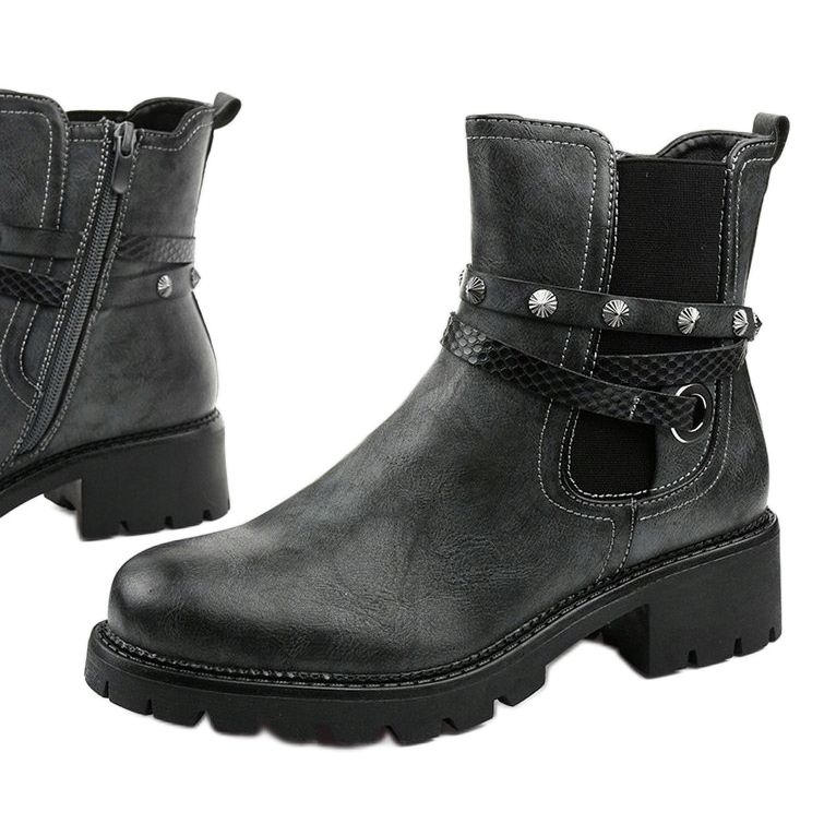 Stivaletti bassi grigi con cerniera Siempleglam nero grigio 1