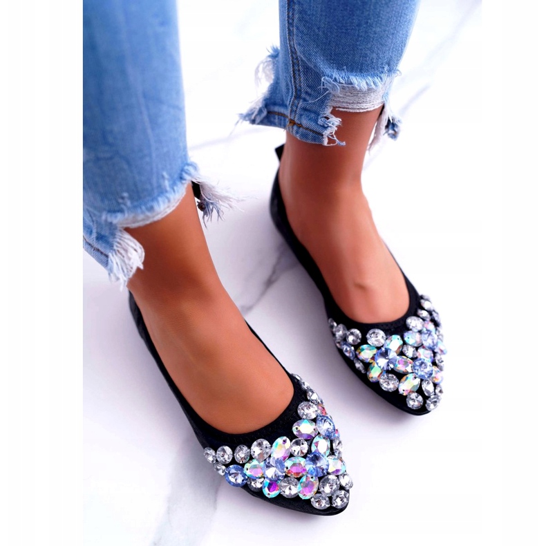 Seastar Ballerine da donna con pietre di cristallo nere nero 2
