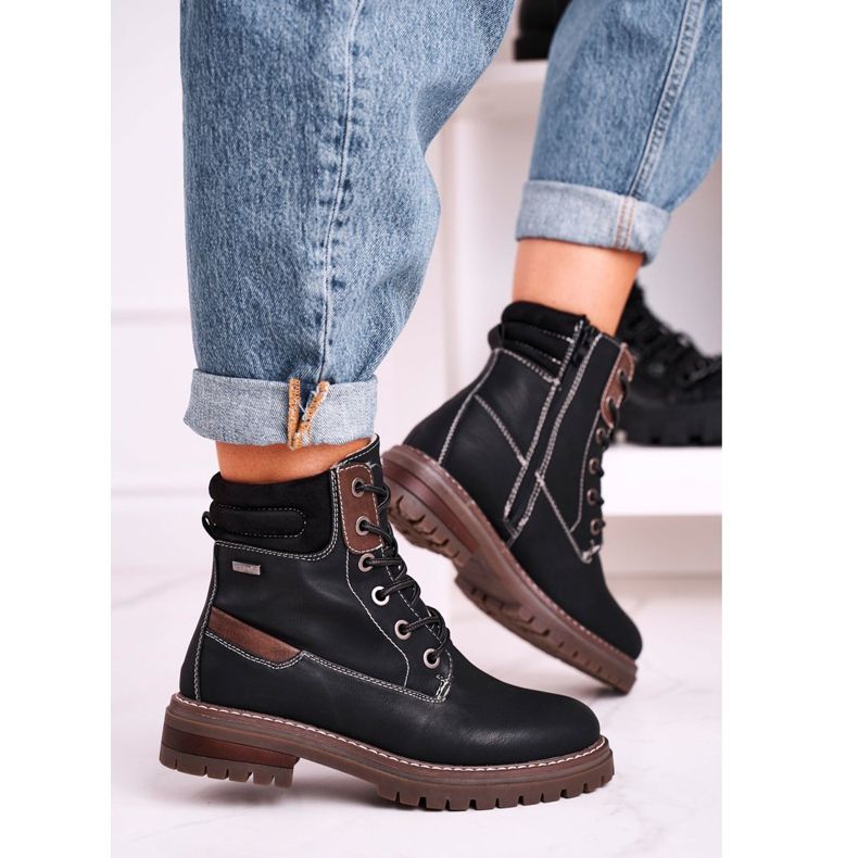 Black Warm Workers Trappers Timber da donna marrone nero 1