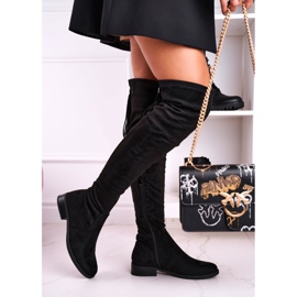 Stivali Sopra Il Ginocchio Da Donna In Pelle Scamosciata Nero Rebecca 1