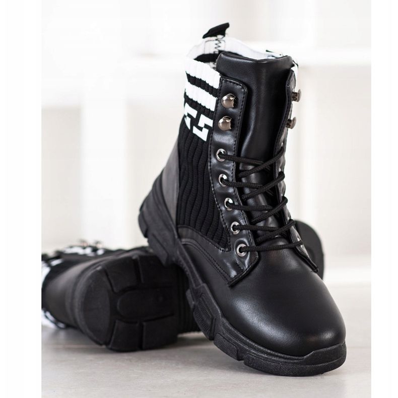 SHELOVET Lavoratori di moda con lacci bianco nero 1
