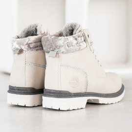 SHELOVET Scarponi da trekking con tomaia in velluto beige d'argento 1