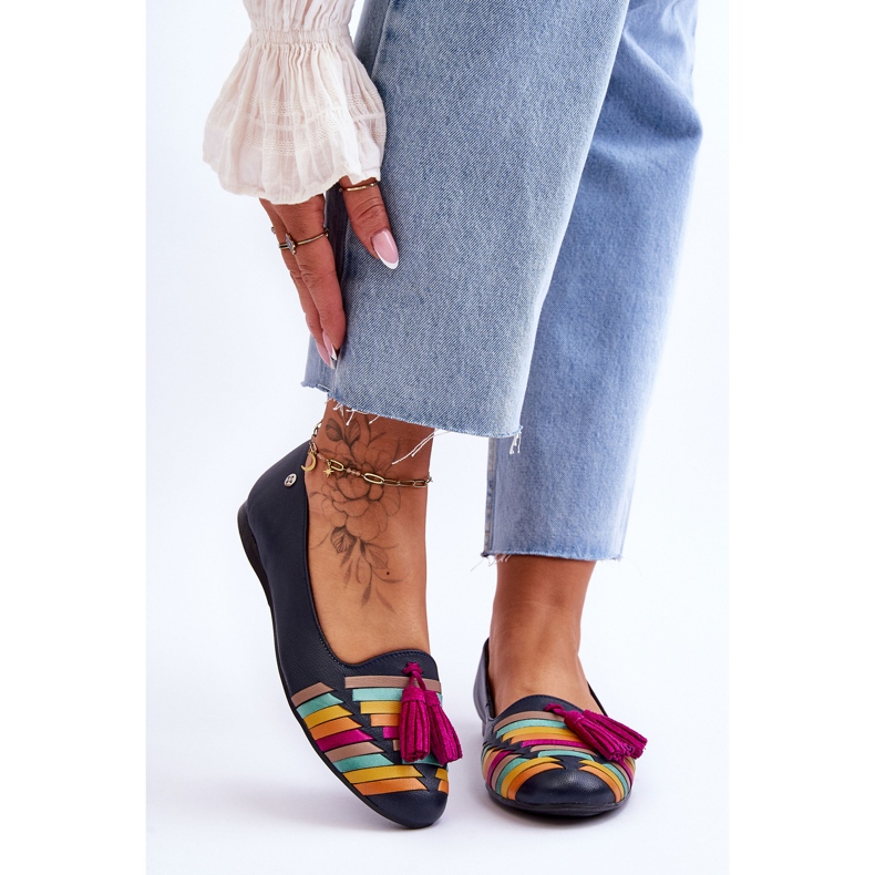 Maciejka Ballerine In Pelle Con Frange Blu Navy 04016-17 multicolore 1