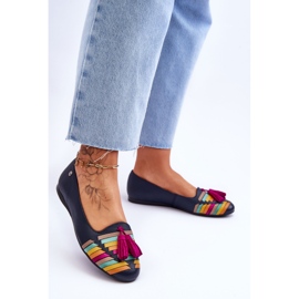 Maciejka Ballerine In Pelle Con Frange Blu Navy 04016-17 multicolore 2