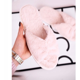 Pantofole in pelliccia da donna con fiocco beige 1