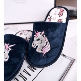 Pantofole Per Bambini Con Unicorno Unicorno Blu Navy 1