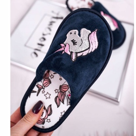 Pantofole Per Bambini Con Unicorno Unicorno Blu Navy 2